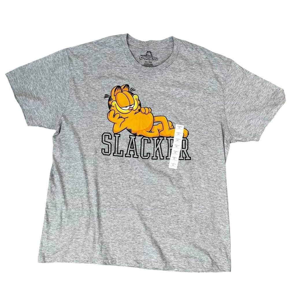 Garfield Women’s XXL Slacker Gray Short Sleeve Cotton Shirt NEW Orange Cat